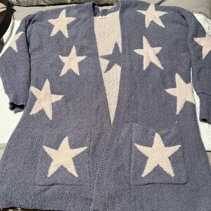 Moon & Madison Blue/Gray and Cream Star Cardigan